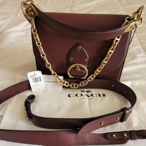 Coach Leather Beat Bag Wine.